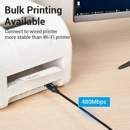 Cable Usb-c 2,0 A Usb-b Para Impresora 1,5 Metro Vention Negro