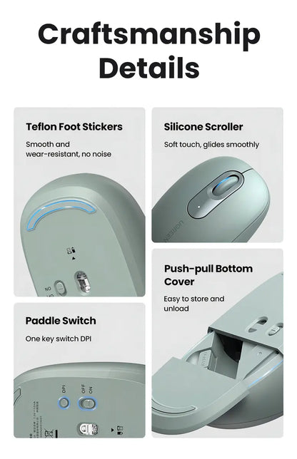 Mouse Ugreen Usb Inalambrico 2400dpi Verde Wireless 10m Verde Musgo