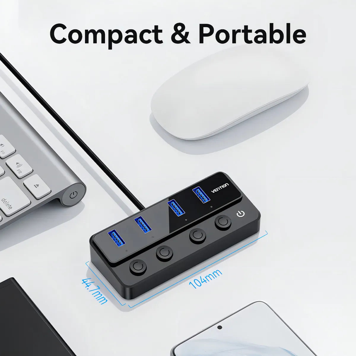 Hub Usb 3,0 4 Puertos Switch De Encendido 5gbps Vention Negro