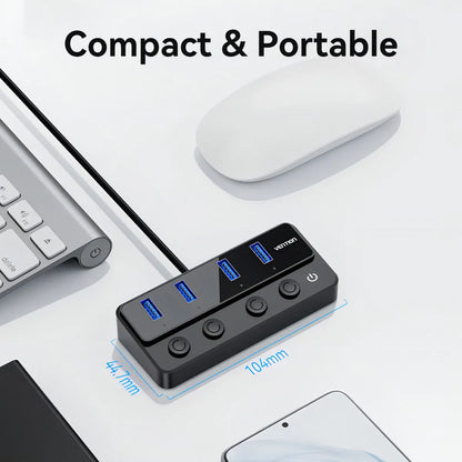 Hub Usb 3,0 4 Puertos Switch De Encendido 5gbps Vention Negro