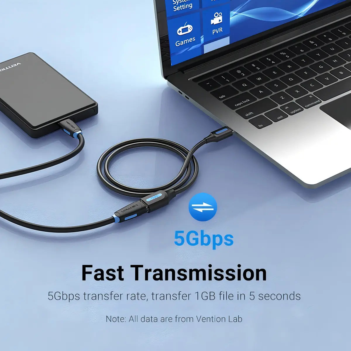 Extensor Usb 3,0 Alargue 2 Metros Macho A Hembra Vention Negro