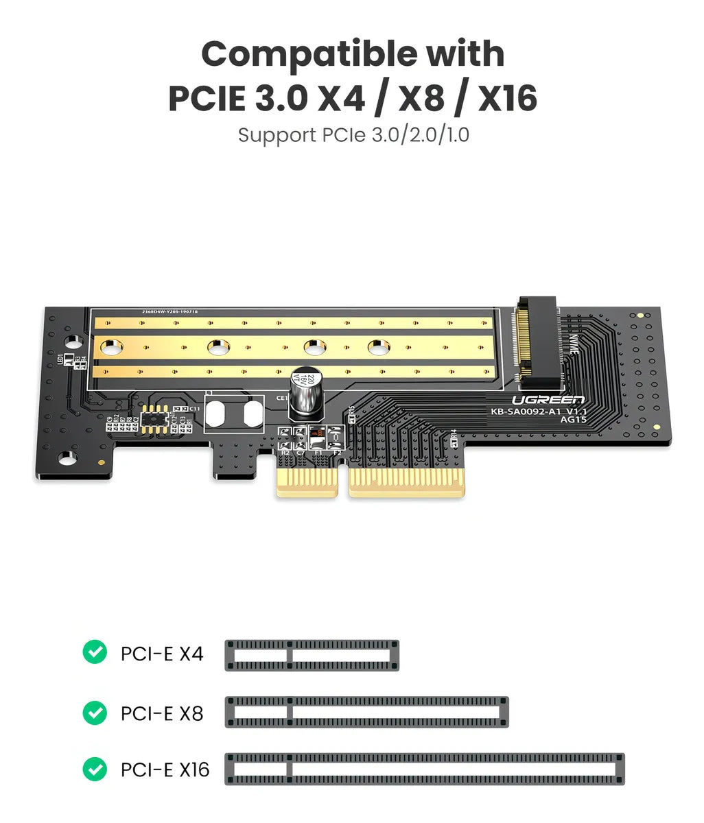 Placa Adaptador M2 Nvme A Pcie 3,0 M Key Ssd 32gb X4 Ugreen