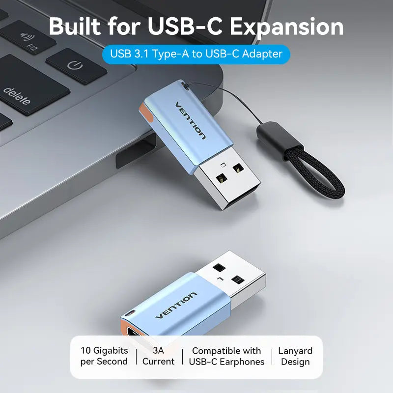 Adaptador Usb C Hembra A Usb Otg 3,1 10 Gbps Vention Azul Acero