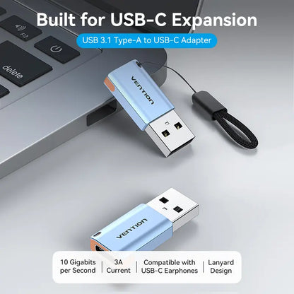 Adaptador Usb C Hembra A Usb Otg 3,1 10 Gbps Vention Azul Acero