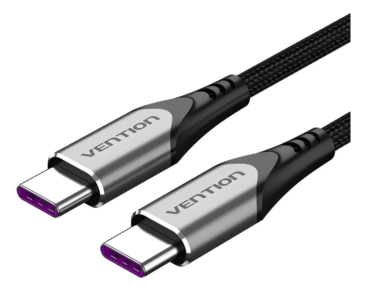 Cable Usb C Trenzado Carga Rapida 100w 5a Premium 1m Vention Negro