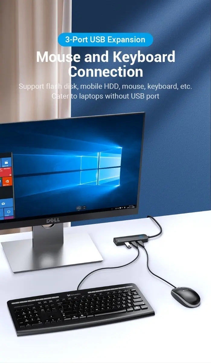 Hub Multipuerto 3 Puertos Usb 3,0 Tarjeta De Sonido Vention Negro