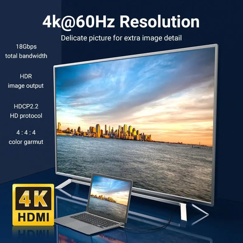 Cable Hdmi 2,0 Fibra Optica Certi 4k 60hz 18gbps 10m Vention