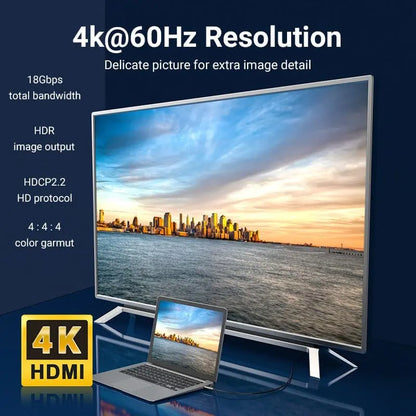 Cable Hdmi 2,0 Fibra Optica Certi 4k 60hz 18gbps 10m Vention