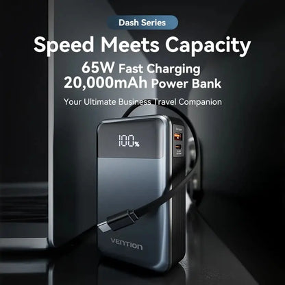 Cargador Portatil Power Bank Usb C 20000mah 65w Vention Gris Oscuro