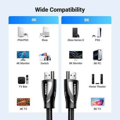 Cable Hdmi 2,1 8k 60hz Earc 48gbps Hdcp 2m Trenzado Ugreen