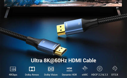 Cable Hdmi 2,1 Mallado 8k 60hz Earc 3d Hdr 3m Vention