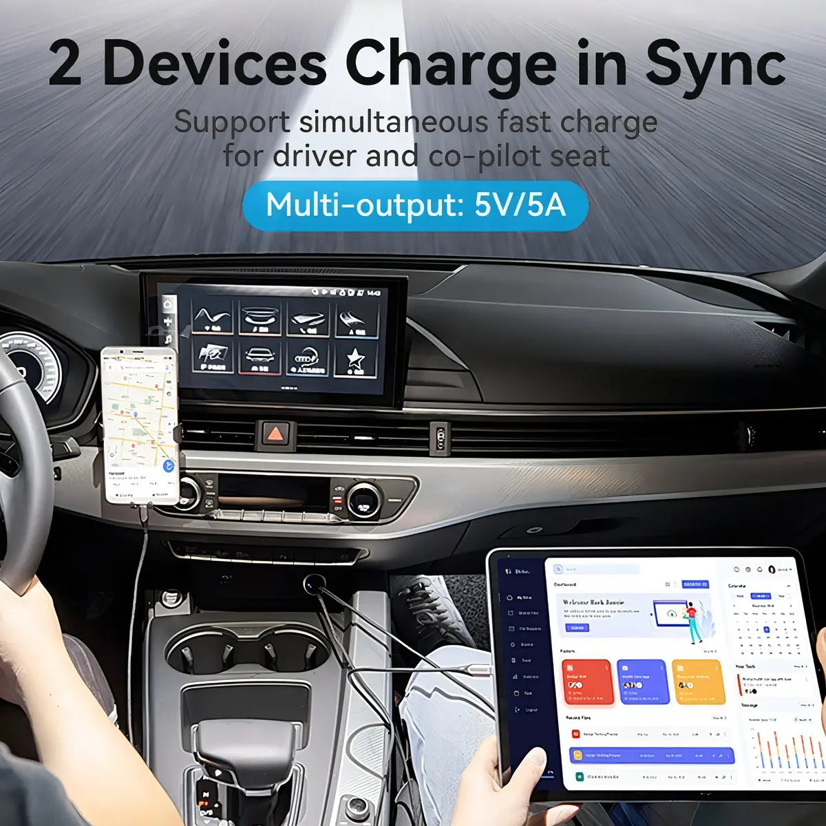 Cargador Para Auto Doble Usb 3,0 Usb C 30w Vention Plateado