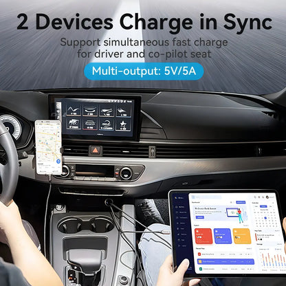 Cargador Para Auto Doble Usb 3,0 Usb C 30w Vention Plateado