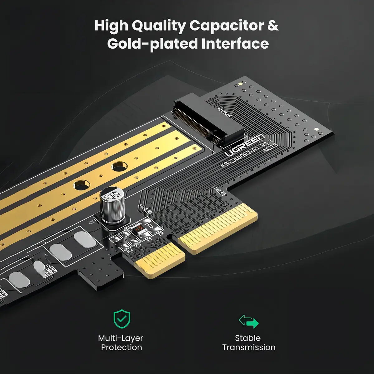 Placa Adaptador M2 Nvme A Pcie 3,0 M Key Ssd 32gb X4 Ugreen