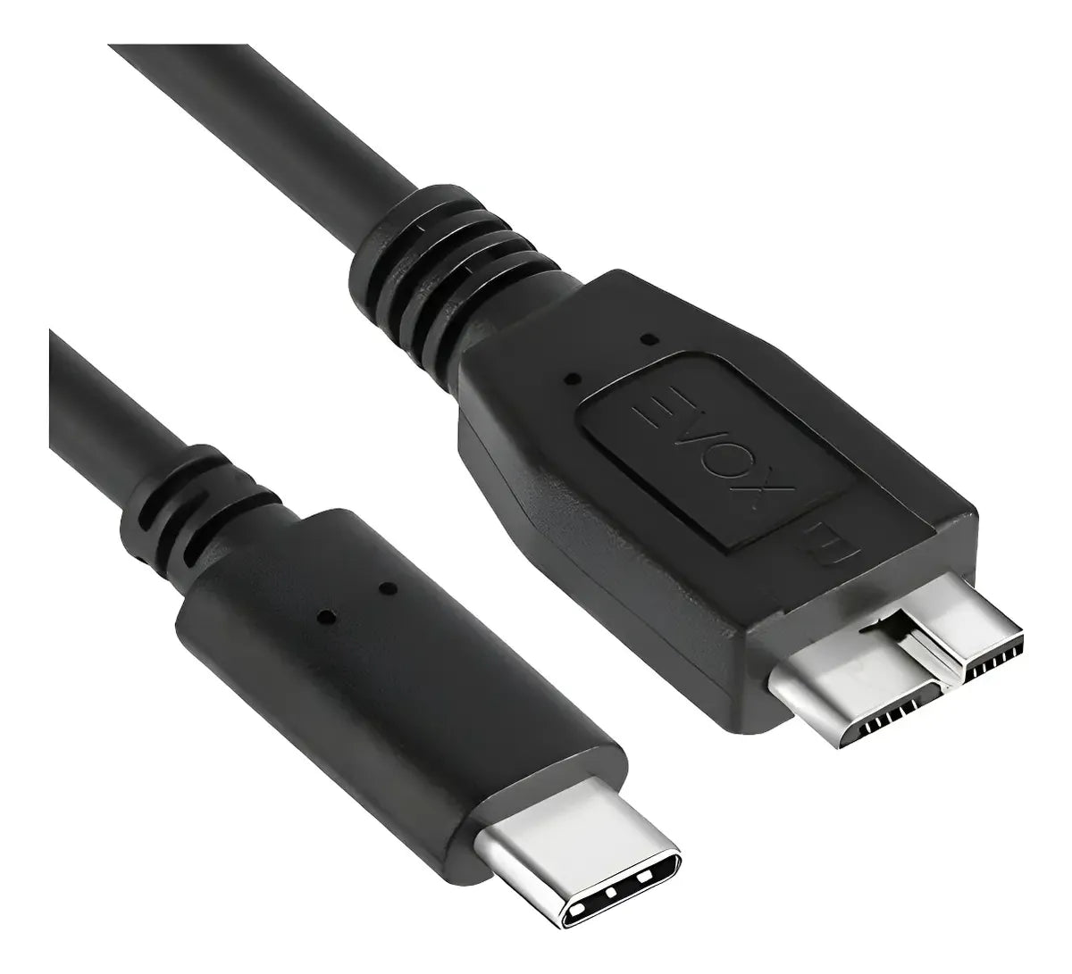 Cable Usb C A Micro B 1 Metro Pc Disco Rigido Externo Evox Negro