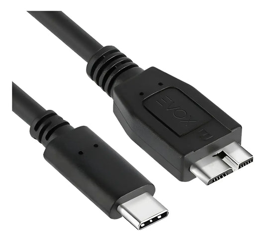 Cable Usb C A Micro B 1 Metro Pc Disco Rigido Externo Evox Negro