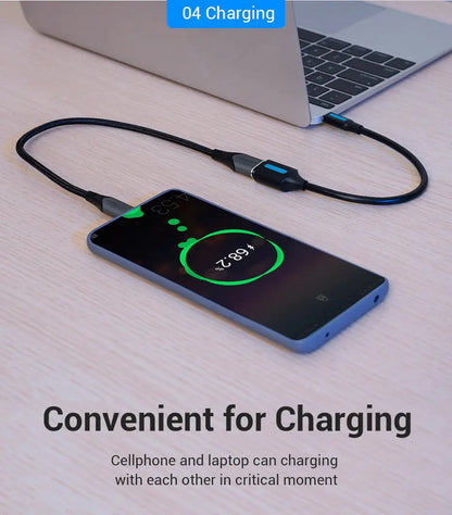 Cable Adaptador Usb Tipo C A Usb Otg Hembra Celular Vention Negro
