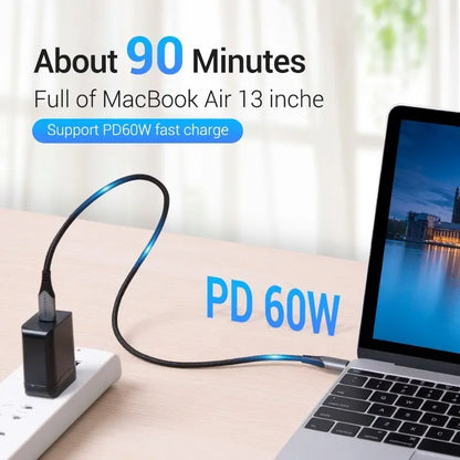 Cable Usb-c A Usb-c 3,1 Carga Rapida Y Datos 0,5m Vention Negro