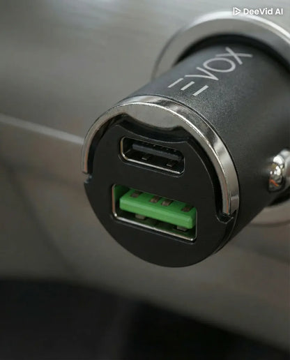 Cargador Para Auto Dual Usb + Tipo C 48w Carga Rapida Evox Negro