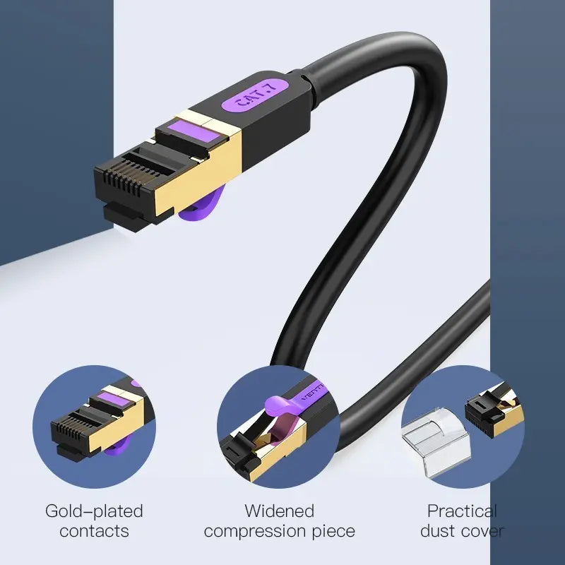 Cable De Red Cat7 Sstp Blindado 1m Patch Cord Rj45 Vention