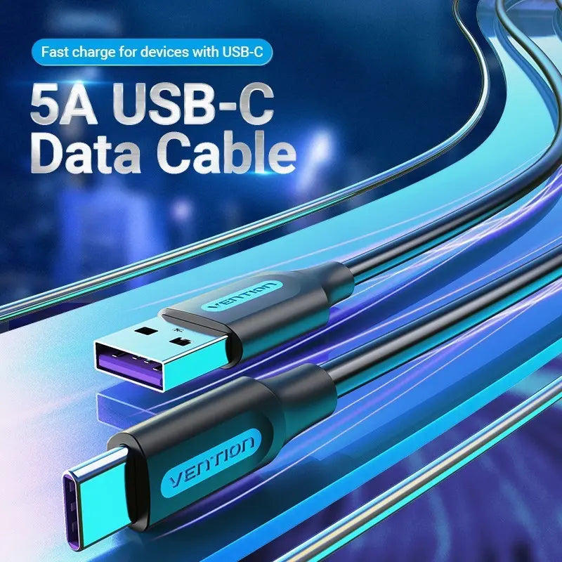 Cable Premium Usb 2,0 A Usb Tipo C 5a 1 M Vention Negro