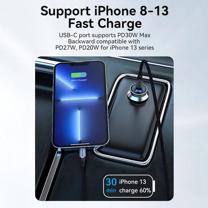Cargador Para Auto Doble Usb 3,0 Usb C 30w Vention Plateado