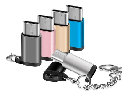 Ficha Adaptador Carga Llavero Micro Usb A Usb-c Rojo Evox