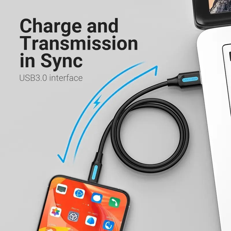 Cable Cargador Usb A Usb Tipo C Carga Rapida 0,25 M Vention Negro