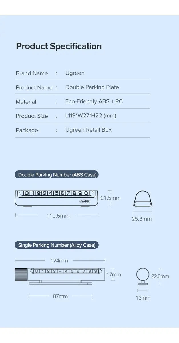 Tarjeta Para Estacionamiento Temporal Para Automovil Ugreen Negro
