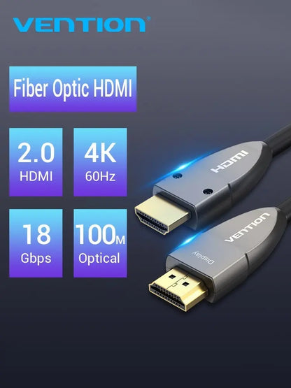 Cable Fibra Optica Hdmi 2,0 4k Hdr 144hz 4:4:4 10mts Vention