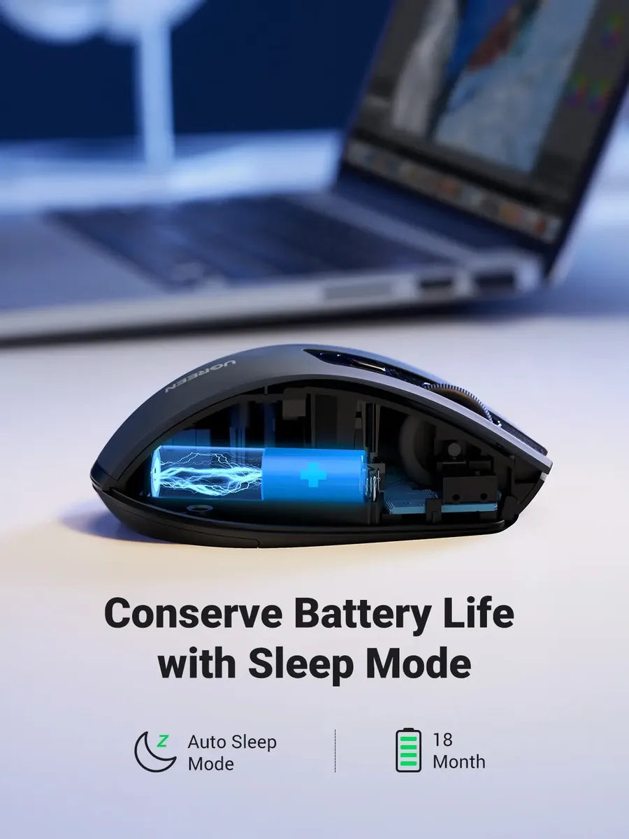 Mouse Inalámbrico Bluetooth 2,4g Ergonómico Gris Ugreen Gris