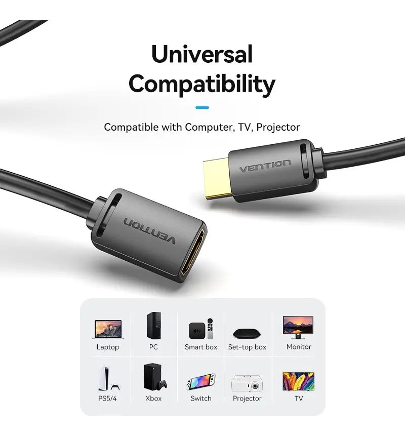 Cable Extensor Hdmi 4k Hembra A Macho 2 Mts Alargue Vention