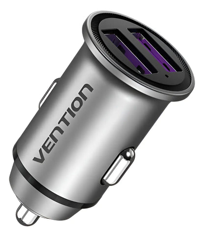 Cargador Auto Doble Puerto Usb 12v 24v Carga Rapida Vention Negro