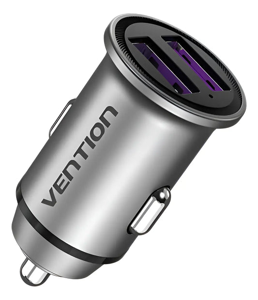 Cargador Auto Doble Puerto Usb 12v 24v Carga Rapida Vention Negro