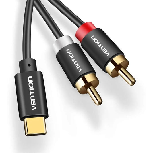 Cable Adaptador Audio Tipo Usb C A 2 Rca Macho 1,5m Vention