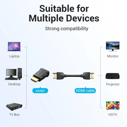 Adaptador Hdmi Macho A Hdmi Hembra 4k Hd 3d Oro Vention