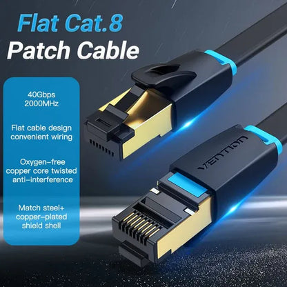 Cable De Red Cat8 Flat 5 M Patch Cord Rj45 Vention