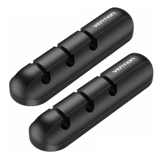 Organizador De 3 Cables X2 Escritorio C/ Adhesivo 3m Vention Negro