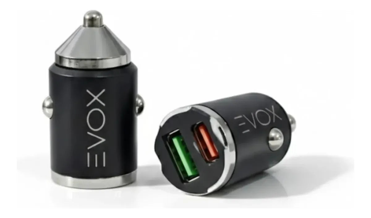 Cargador Para Auto Dual Usb + Tipo C 48w Carga Rapida Evox Negro