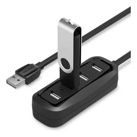 Hub Usb Vention 4 Puertos 2,0 + Cable,- Negro