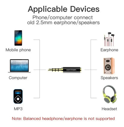Adaptador Premium De Audio Jack 2,5mm A Jack 3,5mm - Vention