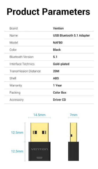 Transmisor Bluetooth 5,1 Usb Emisor Receptor Audio Vention