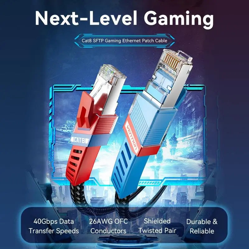 Cable De Red Gamer Cat8 Rj45 Patch Cord Sftp 1 M Vention