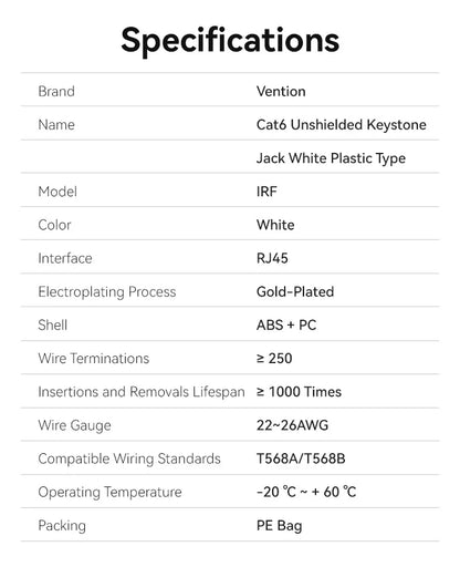 Jack Rj45 Keystone Ficha Utp Cat6 1000mb Vention