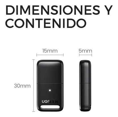 Receptor Bluetooth 5,3 Usb Adaptador Para Pc 20m Ugreen