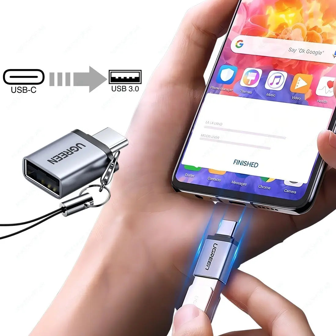 Adaptador Otg Usb C 3,1 A Usb 3,0 Dato Thunderbolt 3 Ugreen Gray