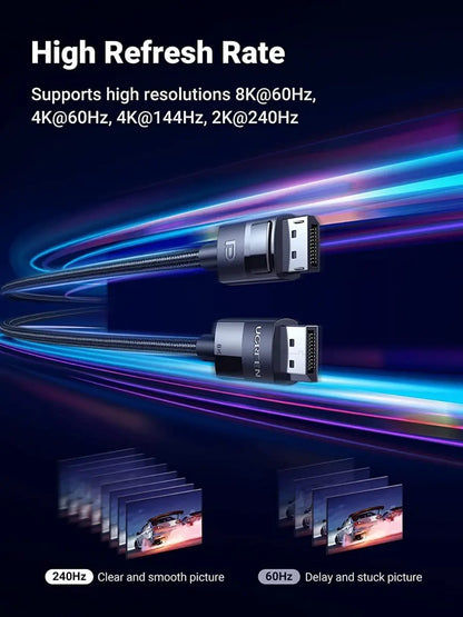 Cable Display Port 1,4 Gamer 8k 60hz 4k Hdr 3d 1,5m Ugreen Negro
