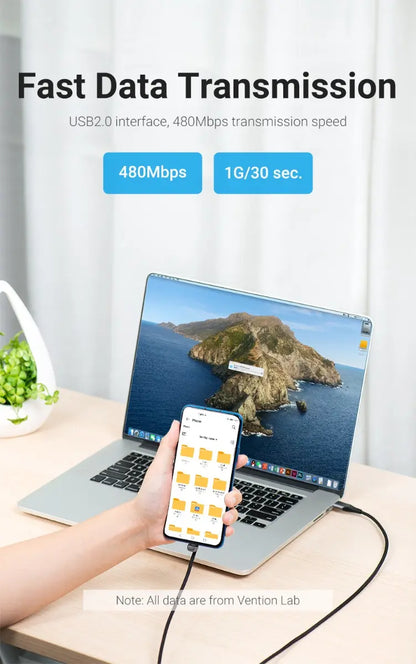 Cable Carga Rapida - 180° - Usb-c 2,0 - 5a - 66w 2m Vention