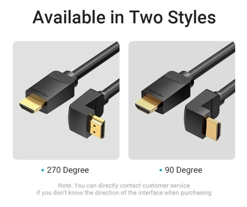 Cable Hdmi 2 M Codo 270 Grados 4k Hdr 60hz 3d Arc Vention