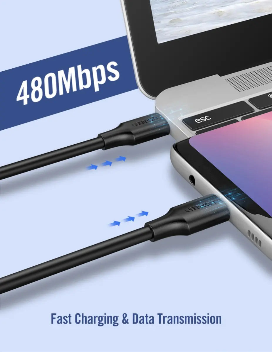 Cable Usb C Carga Rapida 3a 60w 2 Metros 480mbps Ugreen